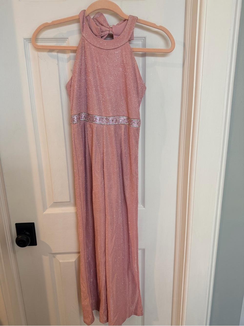 Rare Editions Girls Pink Glitter Formal Jumpsuit Size 8